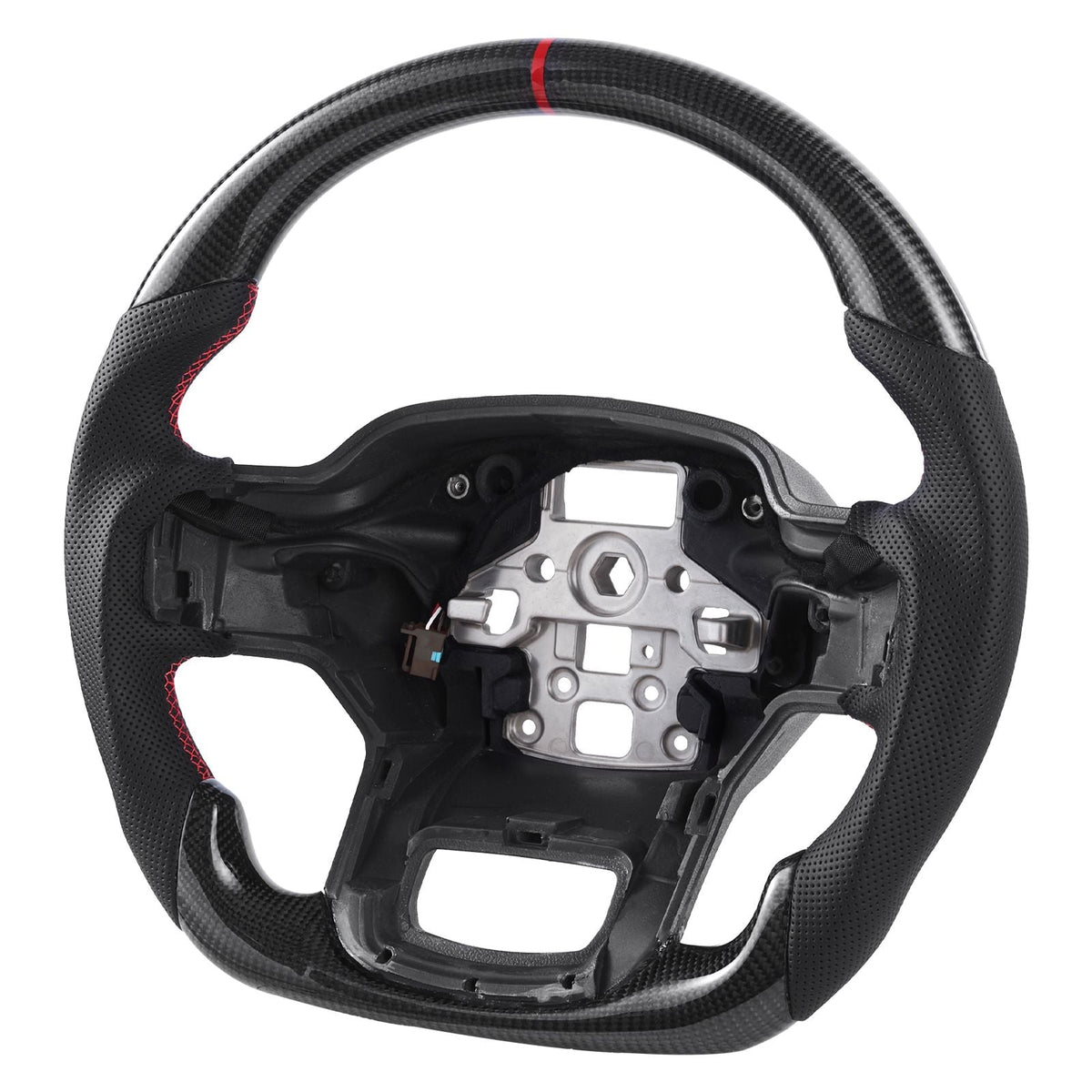 Steering Wheel for 2021-2024 Ford F150, Carbon Fiber Steering Wheel D-Shaped Flat-Bottom with Heating Function, Leather Grip with Non-Slip Texture, Accessories Replacement for Ford F150, Black