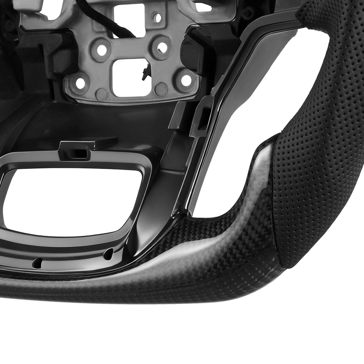 Steering Wheel for 2021-2024 Ford F150, Carbon Fiber Steering Wheel D-Shaped Flat-Bottom with Heating Function, Leather Grip with Non-Slip Texture, Accessories Replacement for Ford F150, Black