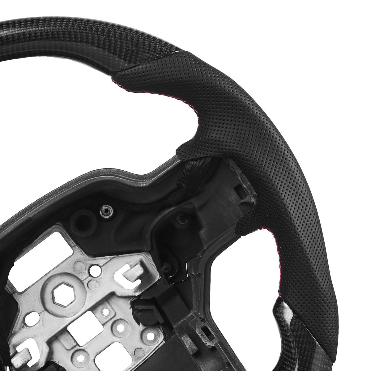 Steering Wheel for 2021-2024 Ford F150, Carbon Fiber Steering Wheel D-Shaped Flat-Bottom with Heating Function, Leather Grip with Non-Slip Texture, Accessories Replacement for Ford F150, Black