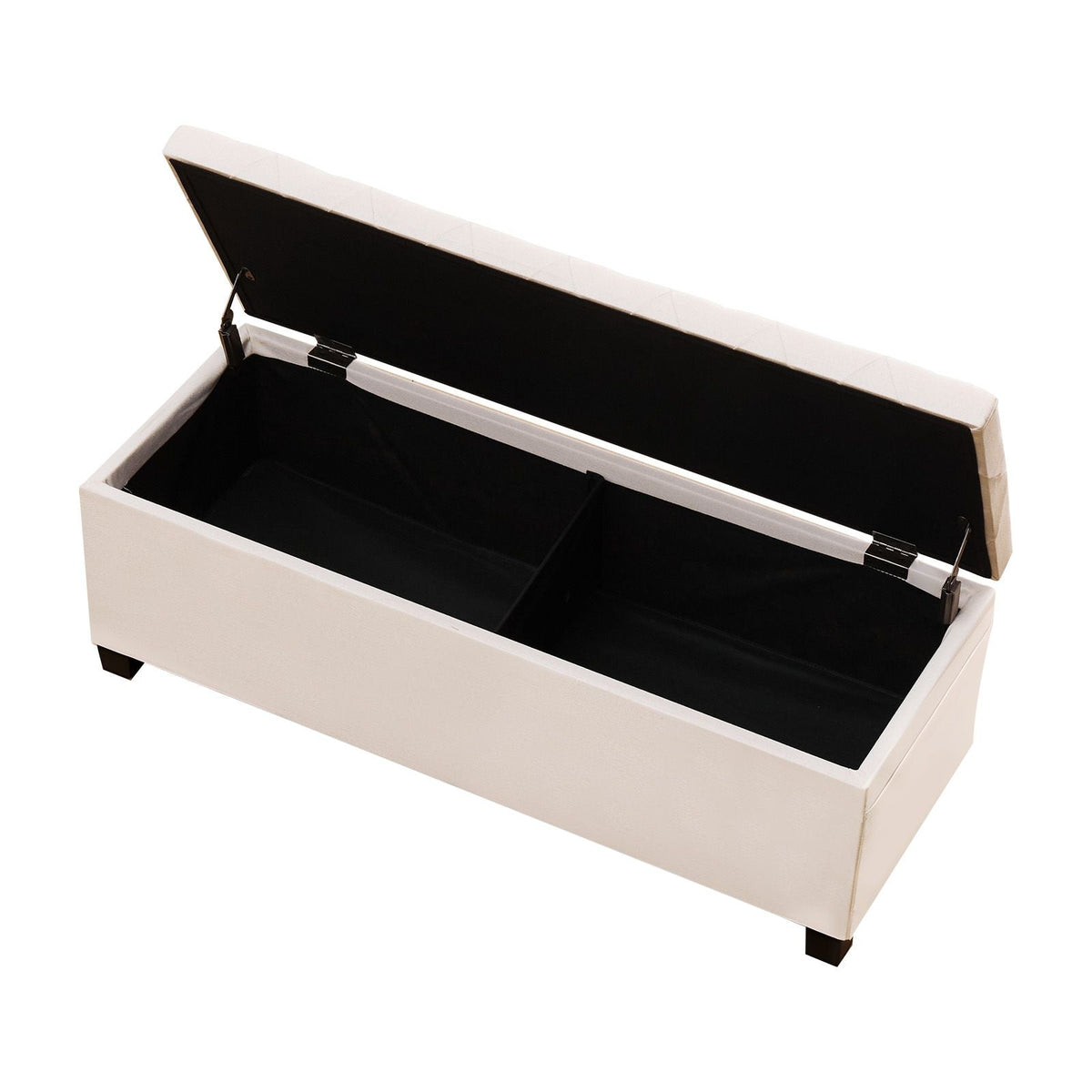Storage Ottoman Bench, Button-Tufted End of Bed Bench with Side Bags, Flip-up Upholstered Storage Chest with Metal Frame, Linen Bed Ottoman for Living Room, Bedroom, Entryway, Office, Beige