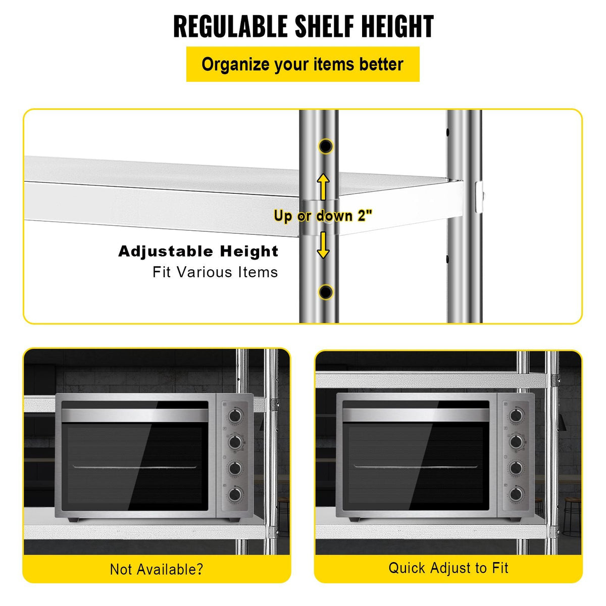 Storage Shelf, 5-Tier Storage Shelving Unit, Stainless Steel Garage Shelf, 70.9 x 17.7 x 70.9 inch Heavy Duty Storage Shelving, 1650 Lbs Total Capacity with Adjustable Height
