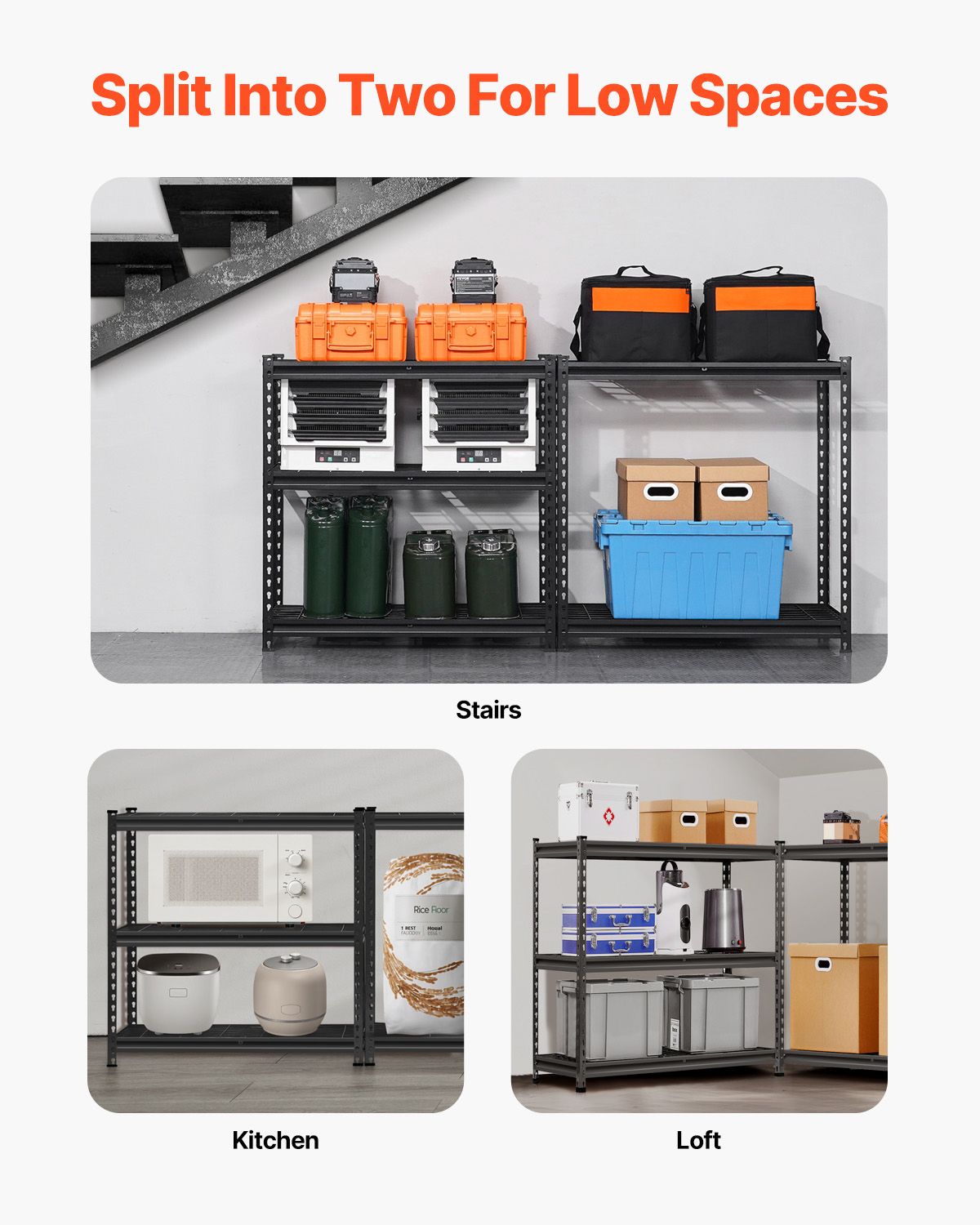 Storage Shelves, 2000 lbs, 5 Tier Heavy Duty Garage Shelving, 16" D x 36" W x 72" H Adjustable Metal Shelves for Industrial Shelving Unit Utility Shelf, for Kitchen, Warehouse, Basement, Black