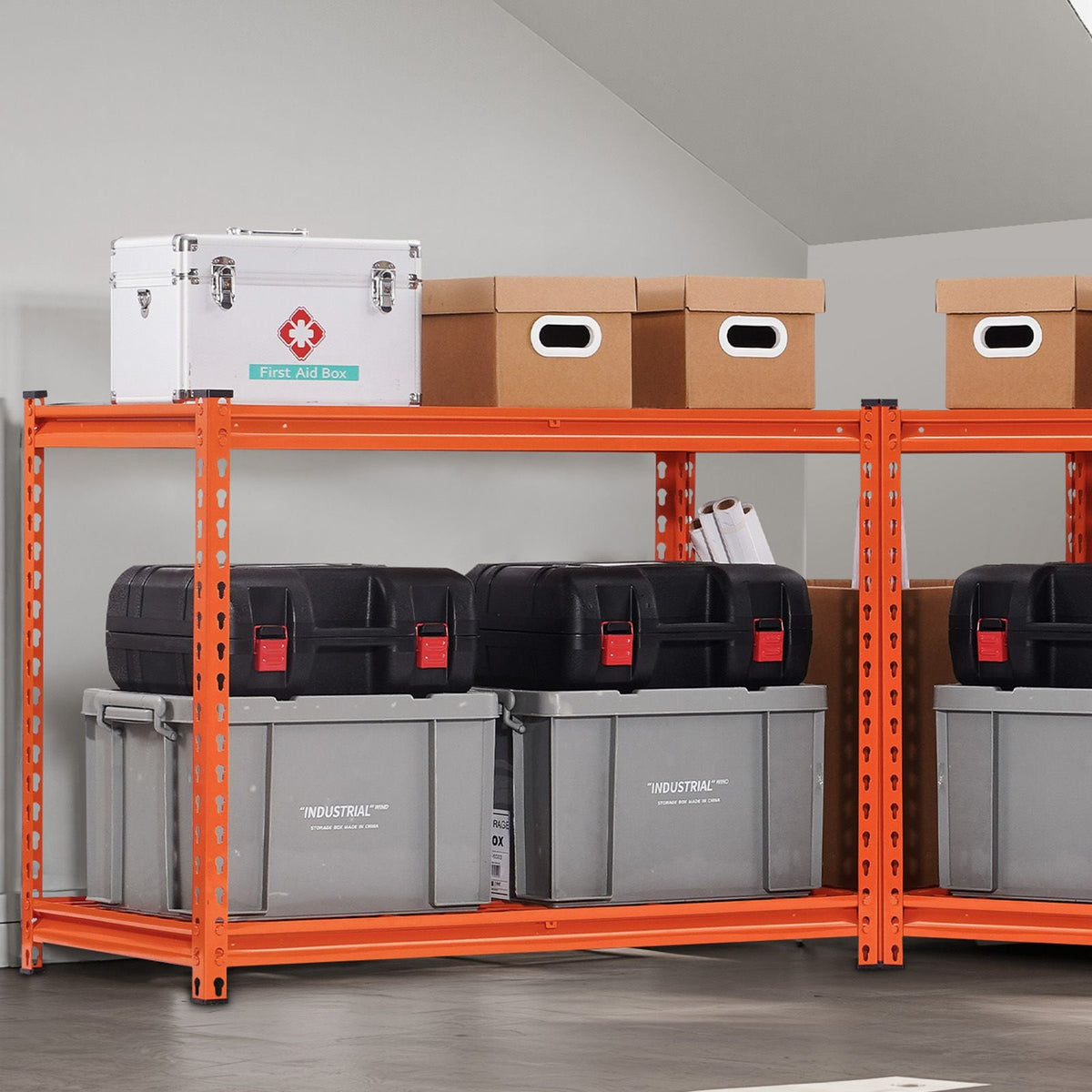 Storage Shelves, 2400 lbs, 4 Tier Heavy Duty Garage Shelving, 20" D x 40" W x 60" H Adjustable Metal Shelves for Industrial Shelving Unit Utility Shelf, for Kitchen, Warehouse, Basement, Orange