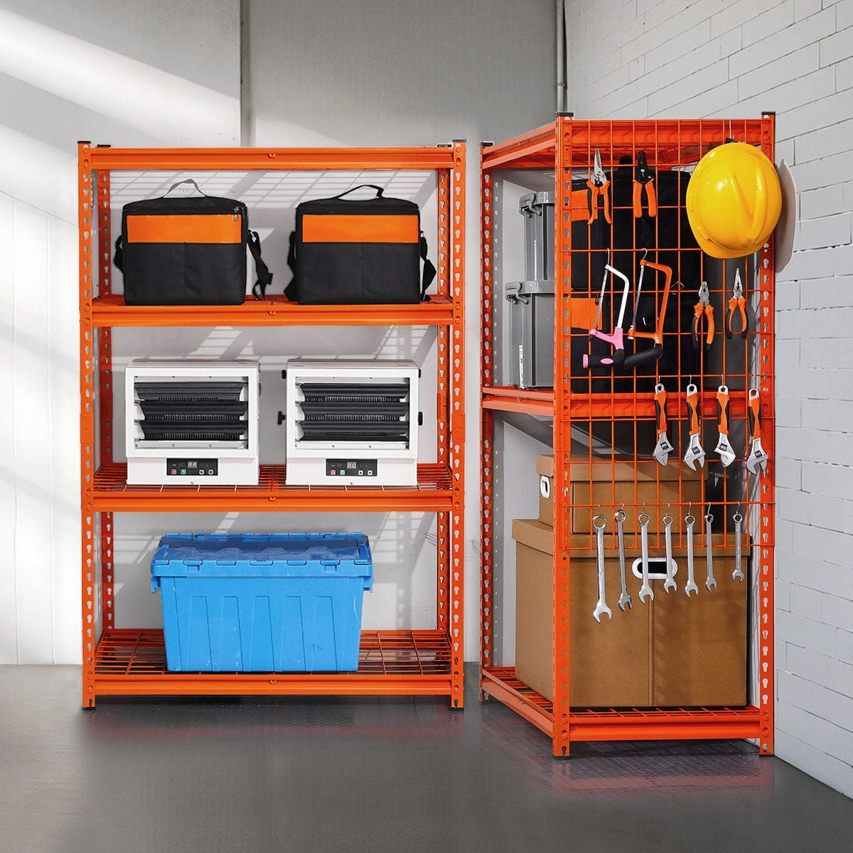 Storage Shelves, 2400 lbs, 4 Tier Heavy Duty Garage Shelving, 20" D x 40" W x 60" H Adjustable Metal Shelves for Industrial Shelving Unit Utility Shelf, for Kitchen, Warehouse, Basement, Orange
