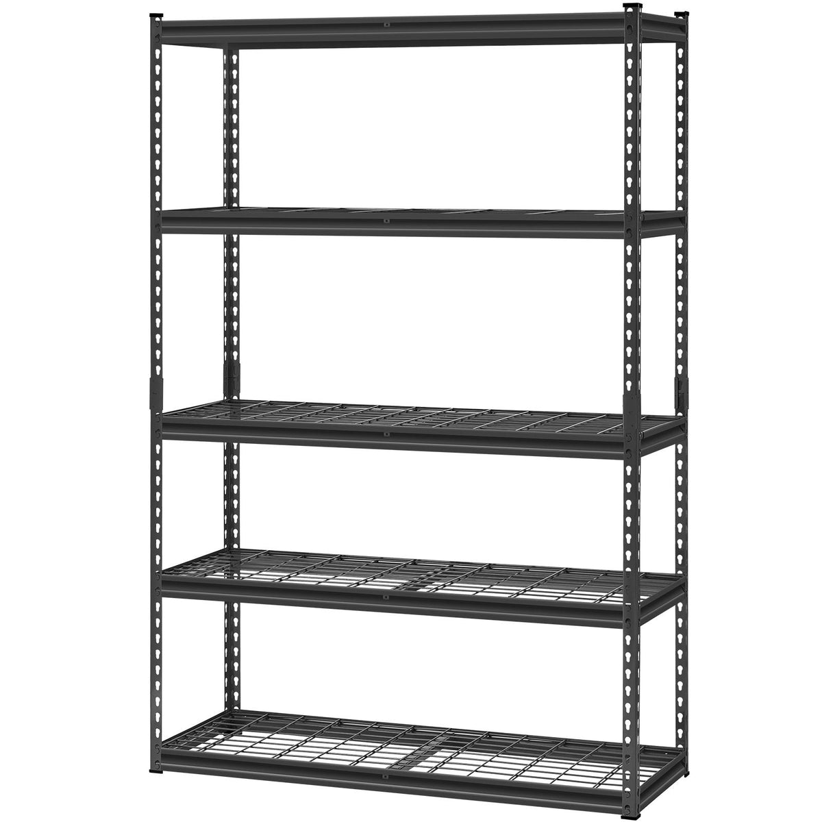 Storage Shelves, 2500 lbs, 5 Tier Heavy Duty Garage Shelving, 18" D x 48" W x 72" H Adjustable Metal Shelves for Industrial Shelving Unit Utility Shelf, for Kitchen, Warehouse, Basement, Black