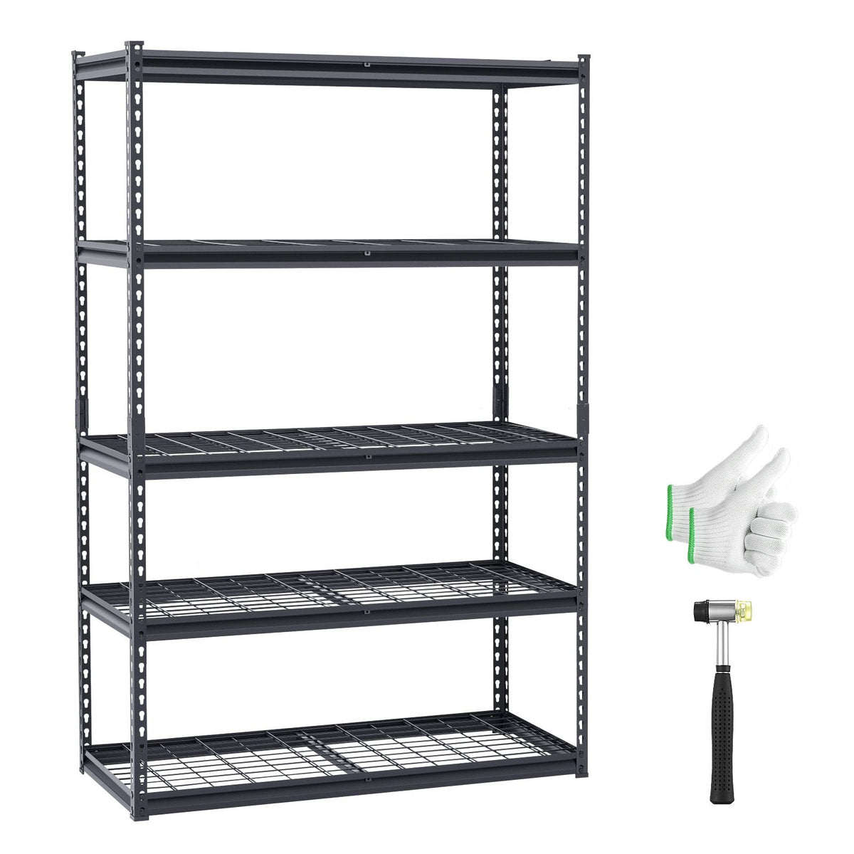 Storage Shelves, 3000 lbs, 5 Tier Heavy Duty Garage Shelving, 20" D x 48" W x 72" H Adjustable Metal Shelves for Industrial Shelving Unit Utility Shelf, for Kitchen, Warehouse, Basement, Black