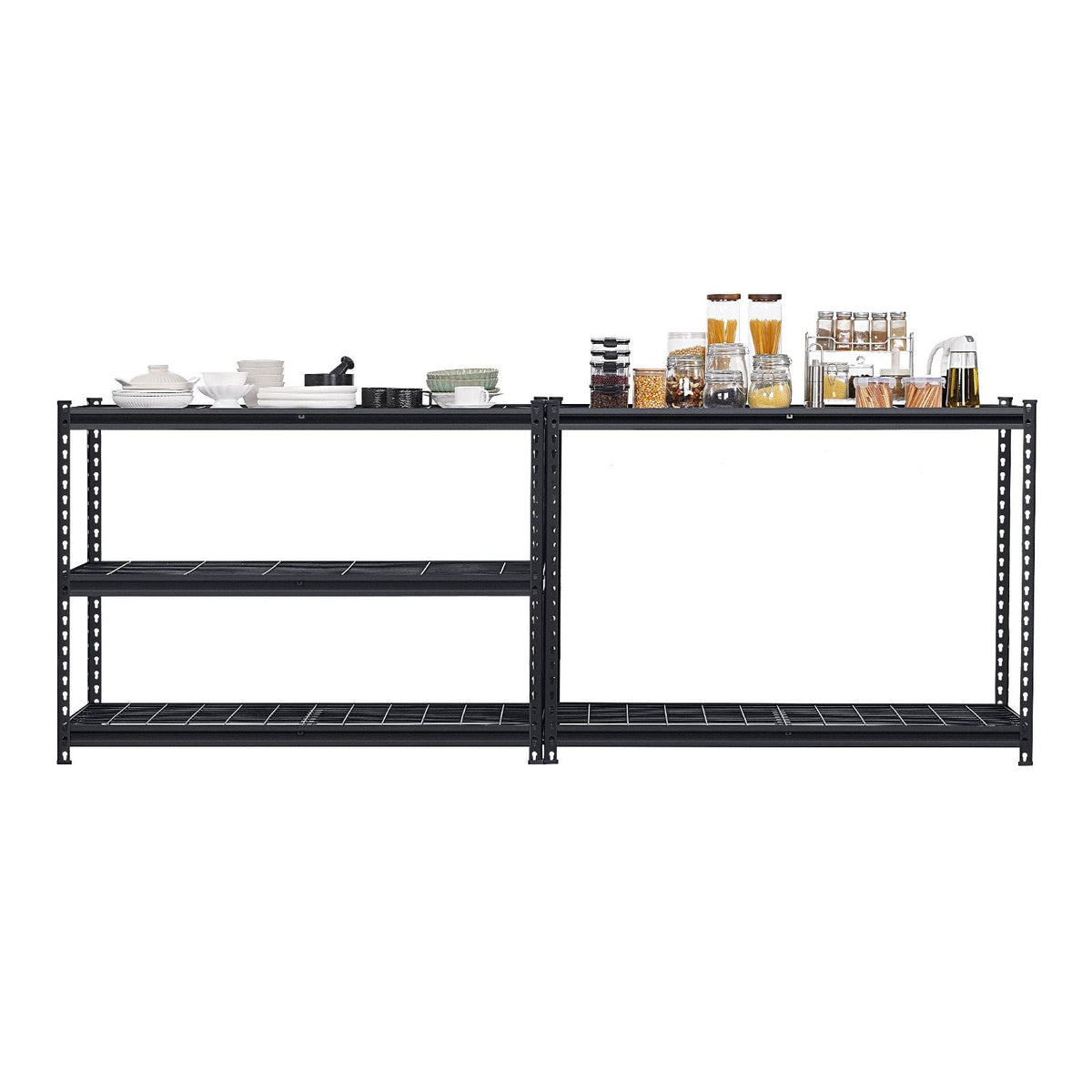 Storage Shelves, 3000 lbs, 5 Tier Heavy Duty Garage Shelving, 20" D x 48" W x 72" H Adjustable Metal Shelves for Industrial Shelving Unit Utility Shelf, for Kitchen, Warehouse, Basement, Black