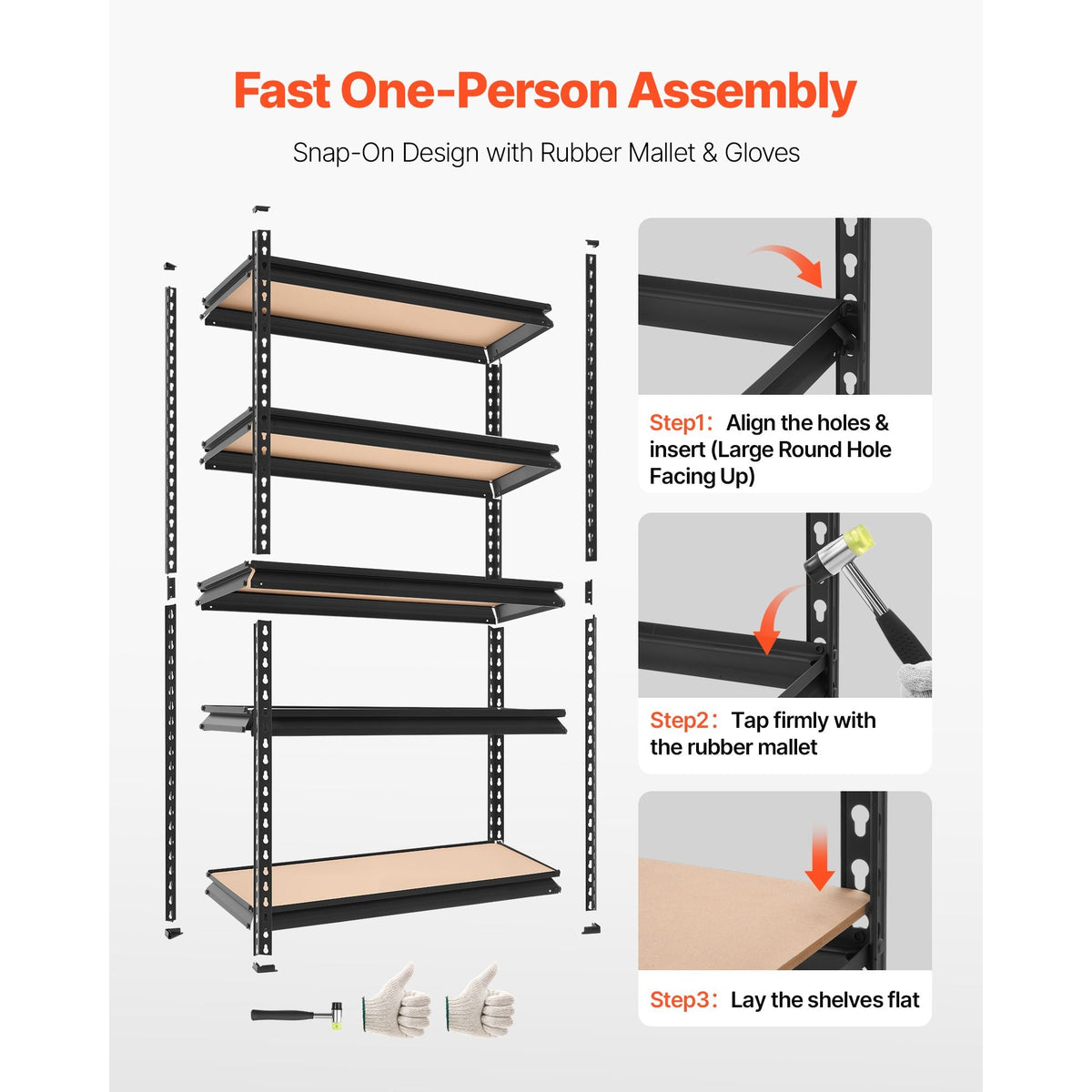 Storage Shelves, 5-Tier Adjustable, 2000 lbs Capacity, Heavy Duty Garage Storage Shelving Unit, Metal Utility Rack Shelf, for Kitchen Pantry Basement Bathroom, 32.36" W x 16.34" D x 62.76" H