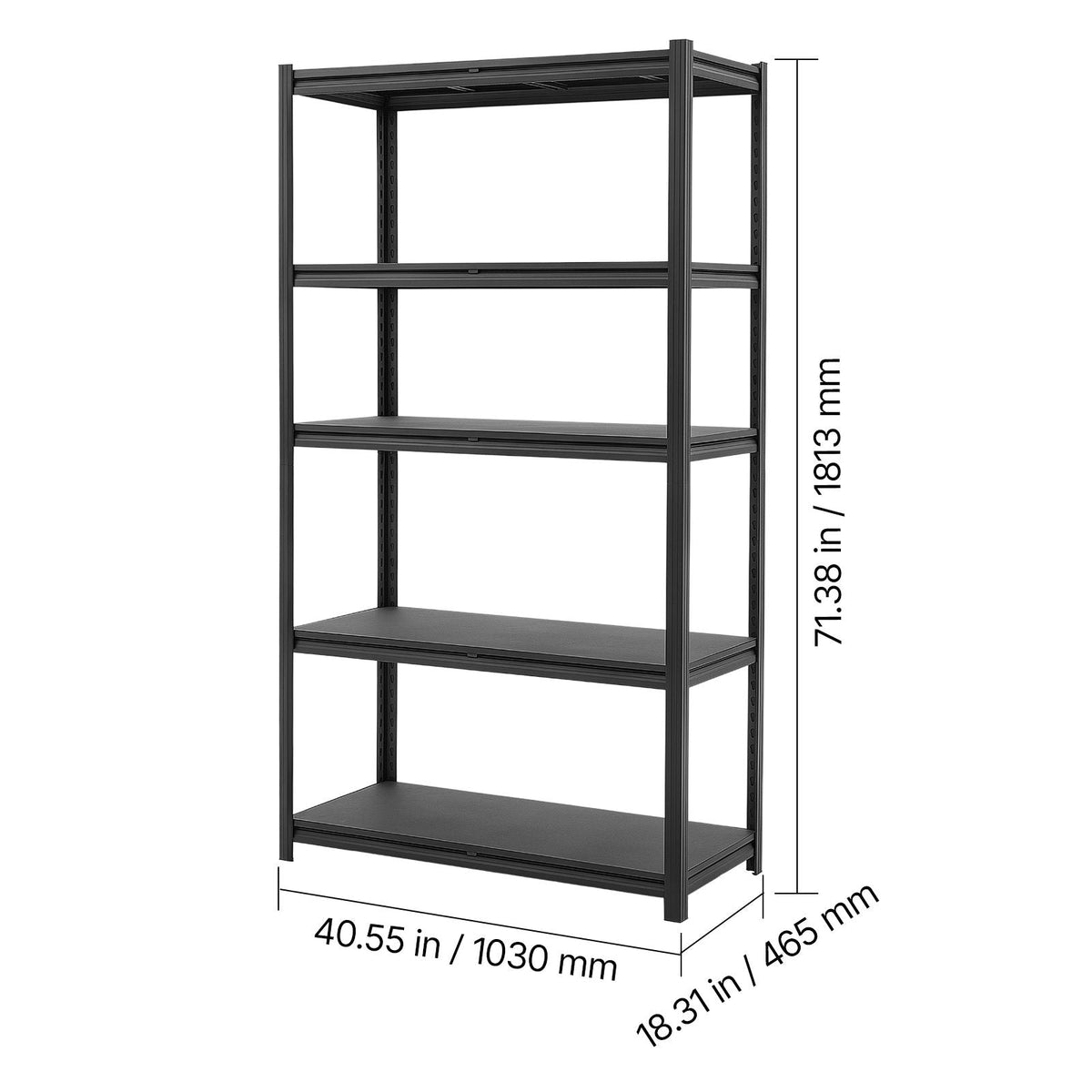 Storage Shelves, 5-Tier Adjustable, 3000 lbs Capacity, Heavy Duty Garage Storage Shelving Unit, Metal Utility Rack Shelf, for Garage Warehouse Basement Kitchen, 40.55" W x 18.31" D x 71.38" H