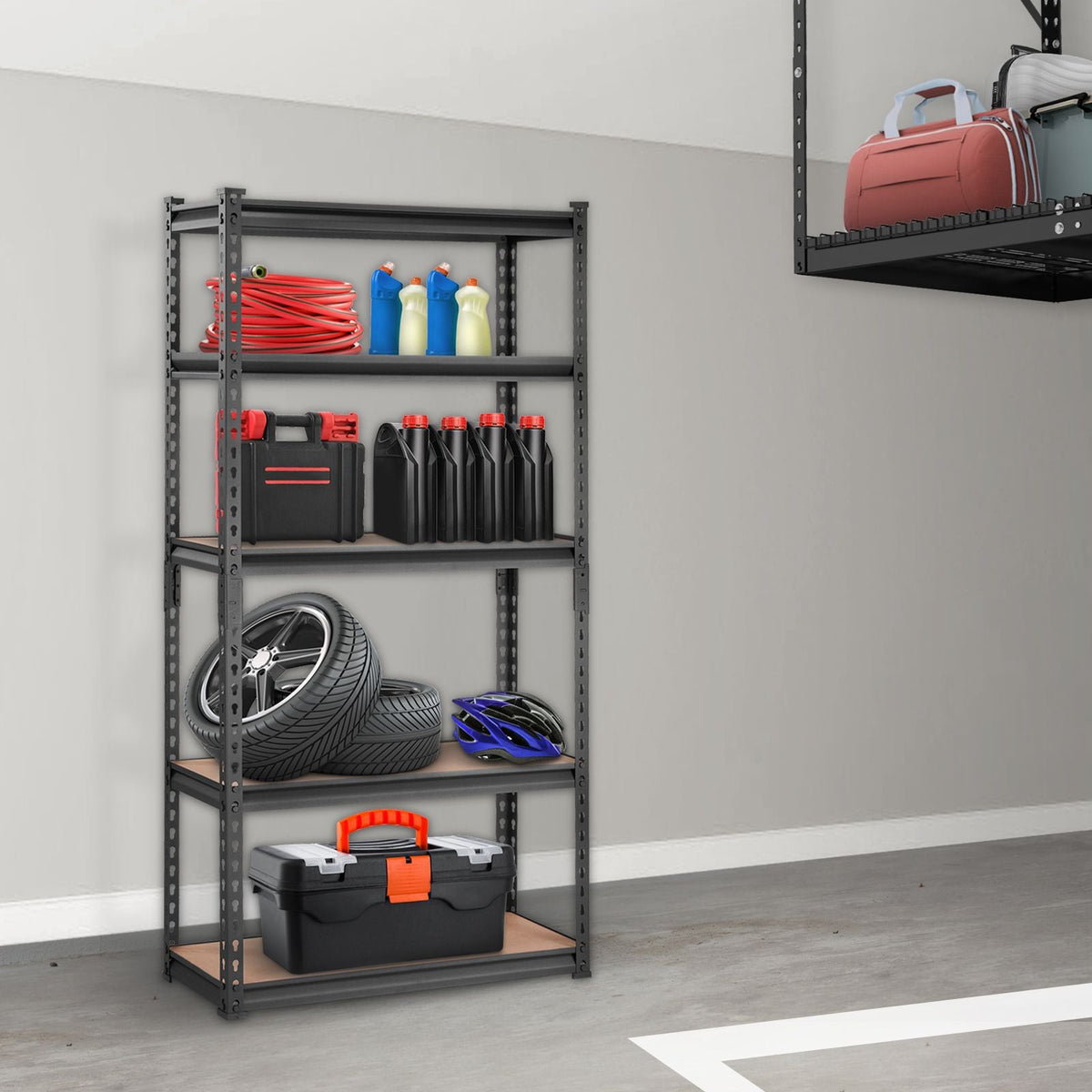 Storage Shelving Unit, 5-Tier Adjustable, 2000 lbs Capacity, Heavy Duty Garage Shelves Metal Organizer Utility Rack, Black, 30" L x 12" W x 60" H for Kitchen Pantry Basement Bathroom Laundry