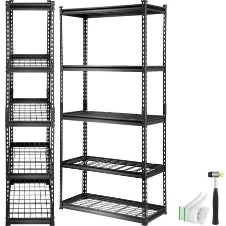 Storage Shelving Unit, 5-Tier Adjustable, 2000 lbs Capacity, Heavy Duty Garage Shelves Metal Organizer Wire Rack, Black, 36" L x 16" W x 72" H for Kitchen Pantry Basement Bathroom Laundry Closet