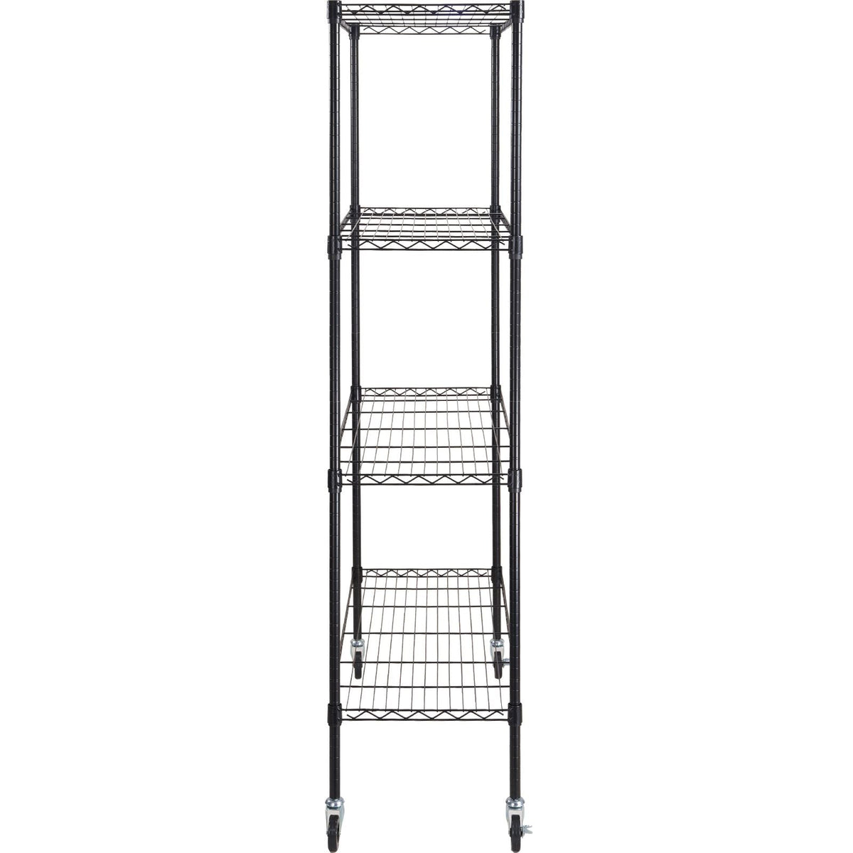 Storage Shelving Unit with Wheels, 4-Tier Adjustable, 700 lbs Capacity, Heavy Duty Garage Shelves Metal Organizer Wire Rack, Black, 47.2" L x 17.7" W x 74" H for Kitchen Pantry Basement Bathroom