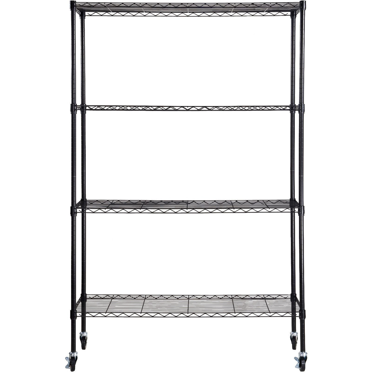 Storage Shelving Unit with Wheels, 4-Tier Adjustable, 700 lbs Capacity, Heavy Duty Garage Shelves Metal Organizer Wire Rack, Black, 47.2" L x 17.7" W x 74" H for Kitchen Pantry Basement Bathroom