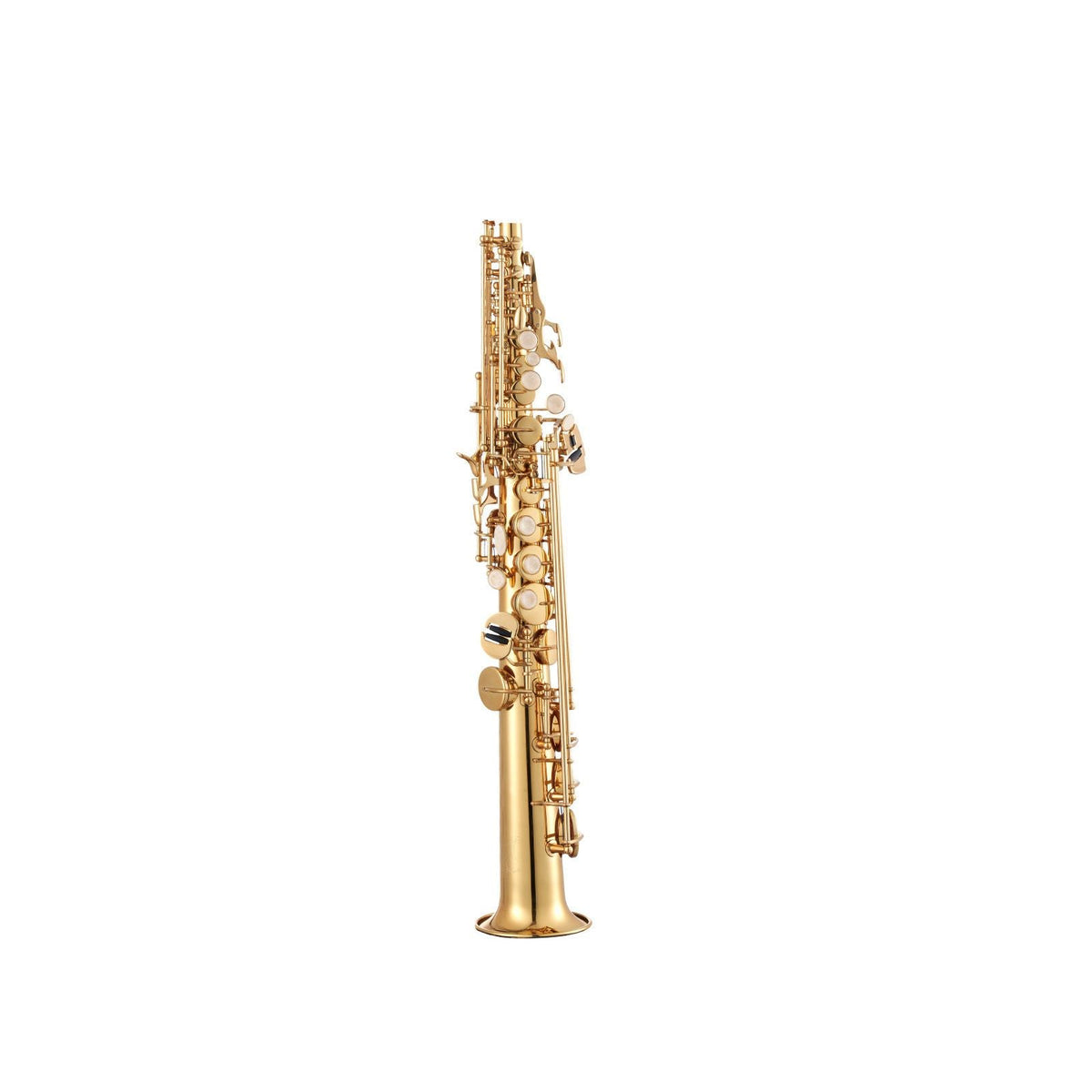 Straight Soprano Saxophone, B Flat, Brass Saxophone Beginner Kit with Carrying Case, Mouthpiece, Cleaning Cloth Rod, Gloves, Neck Strap, 23 Keys Soprano Sax Kit, for Beginners Students, Gold