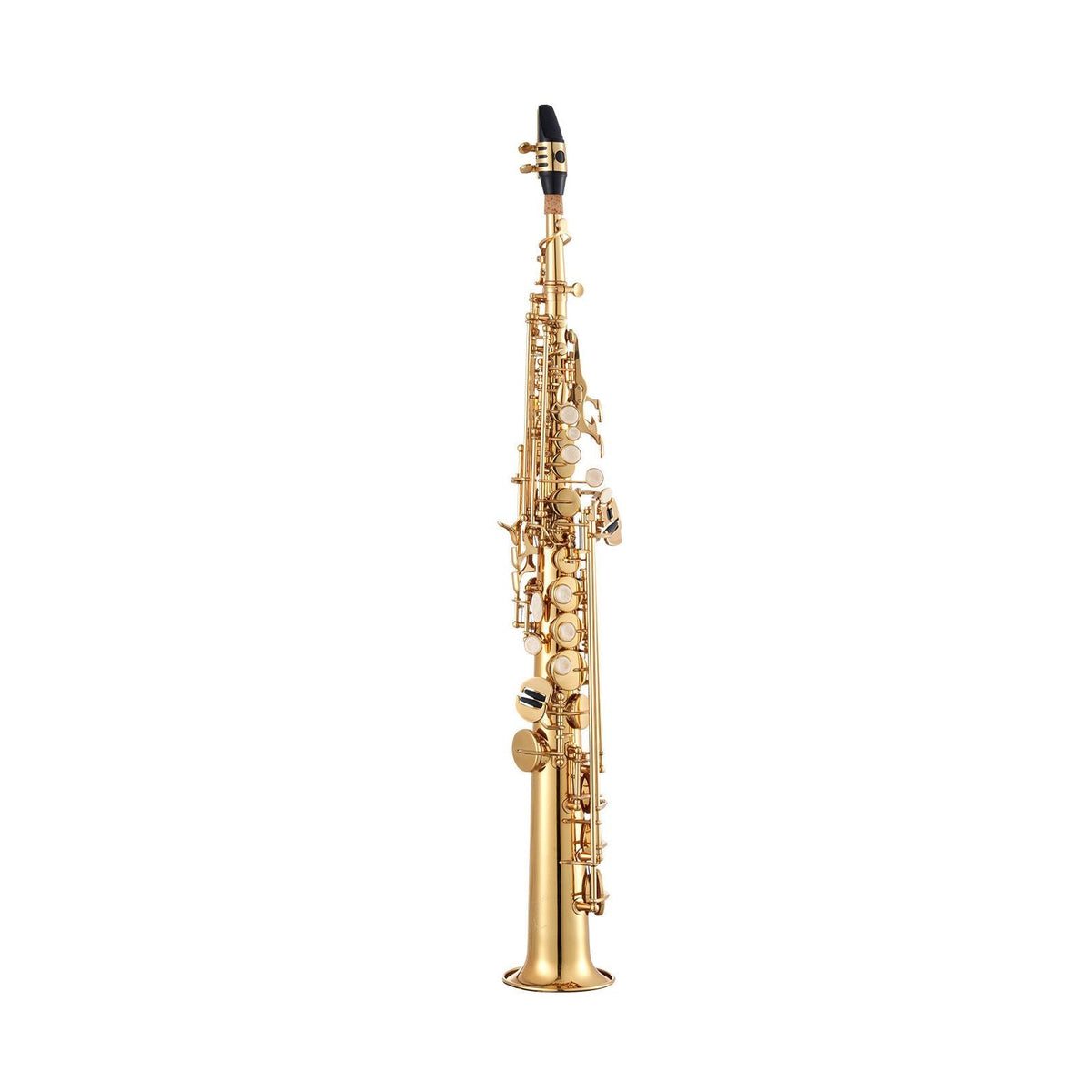 Straight Soprano Saxophone, B Flat, Brass Saxophone Beginner Kit with Carrying Case, Mouthpiece, Cleaning Cloth Rod, Gloves, Neck Strap, 23 Keys Soprano Sax Kit, for Beginners Students, Gold