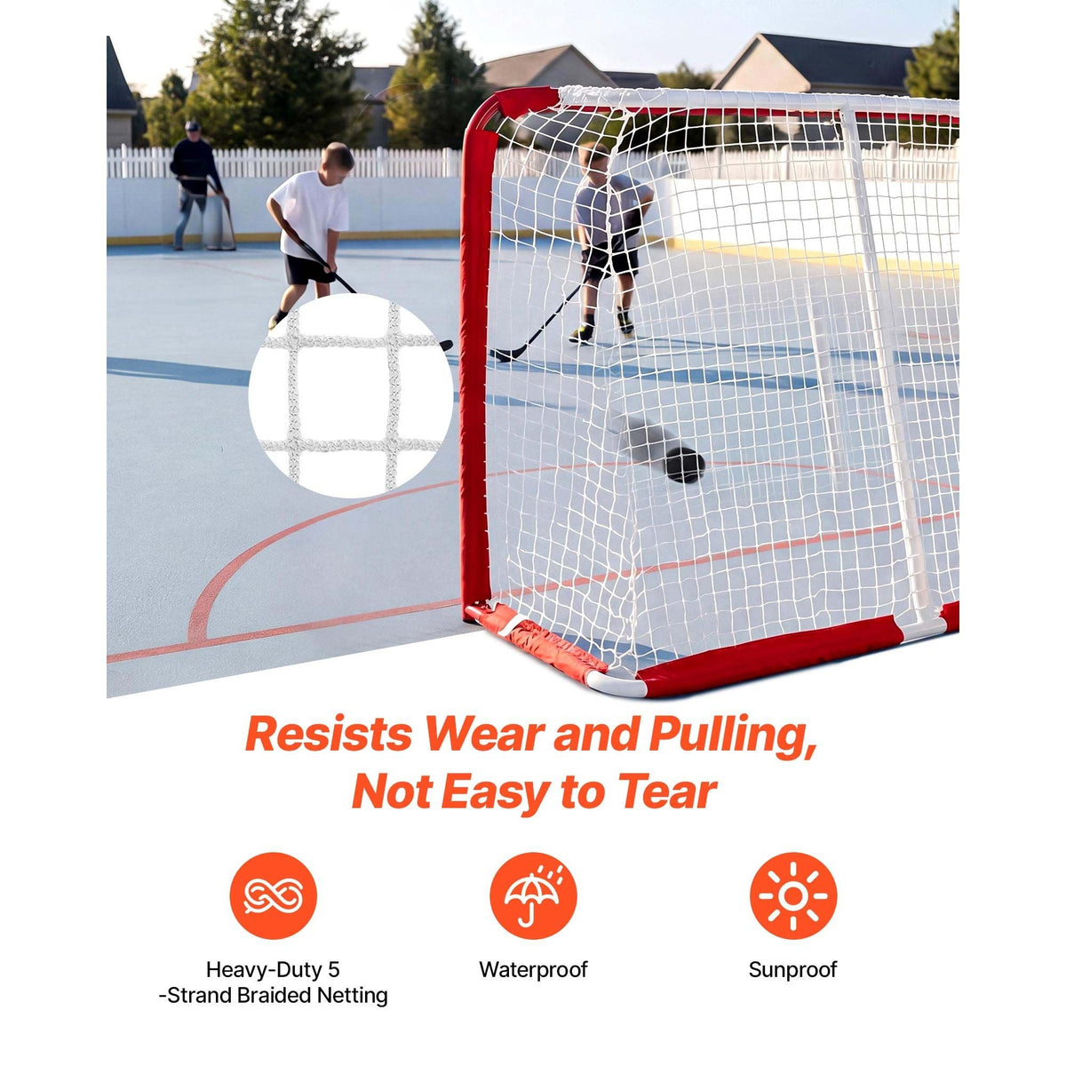 Street Hockey Goal, Heavy-Duty Steel Street + Roller Hockey Nets, Durable Hockey Net for Indoor Outdoor Use, Lightweight Portable Training, Easy Assembly for Backyard Park Garage, 55.9 x 44.5 in