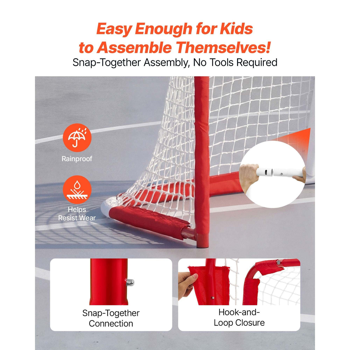 Street Hockey Goal, Heavy-Duty Steel Street + Roller Hockey Nets, Durable Hockey Net for Indoor Outdoor Use, Lightweight Portable Training, Easy Assembly for Backyard Park Garage, 55.9 x 44.5 in