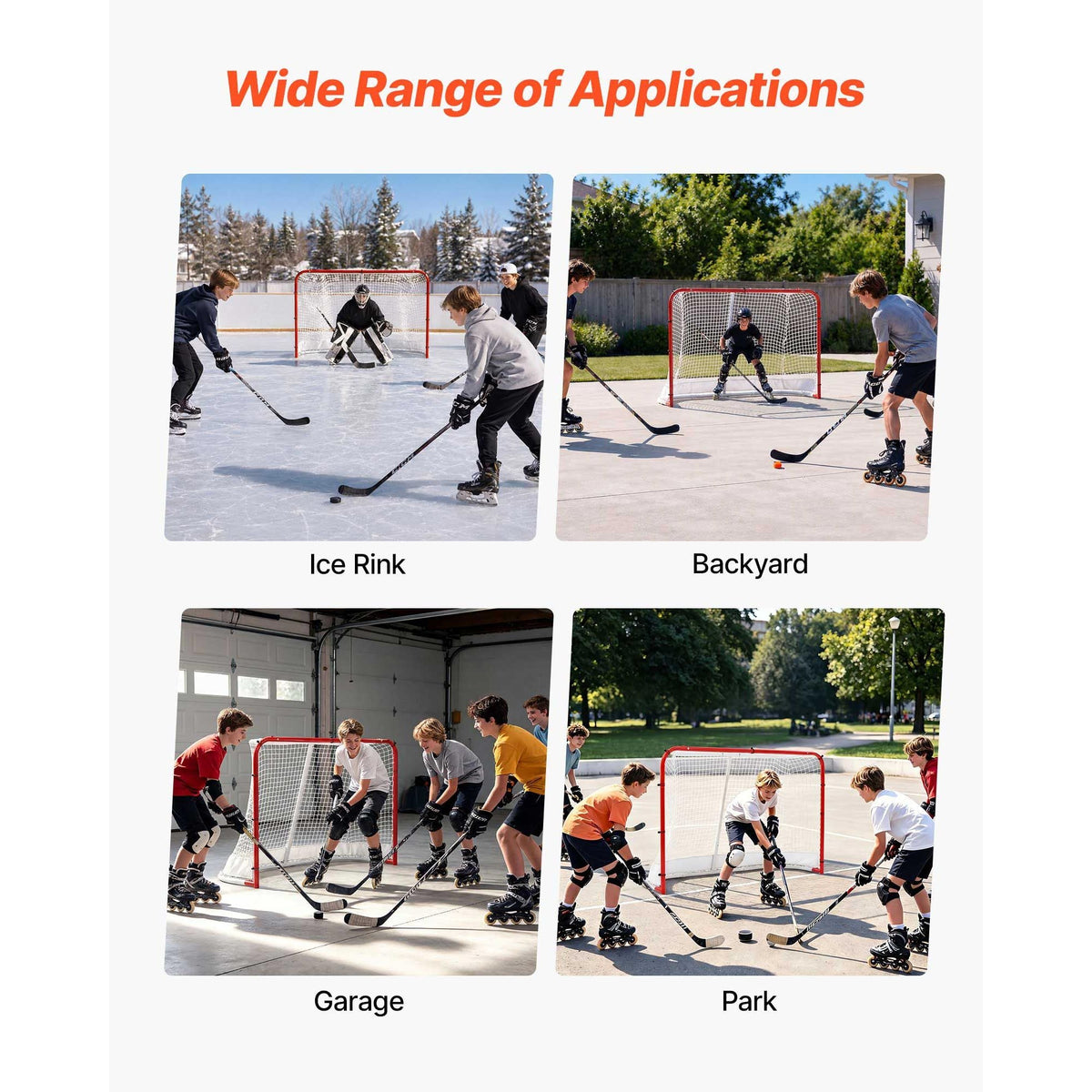 Street Hockey Goal, Heavy-Duty Steel Street + Roller Hockey Nets, Durable Hockey Net for Indoor Outdoor Use, Lightweight Portable Training, Easy Assembly for Backyard Park Garage, 72 x 48 in