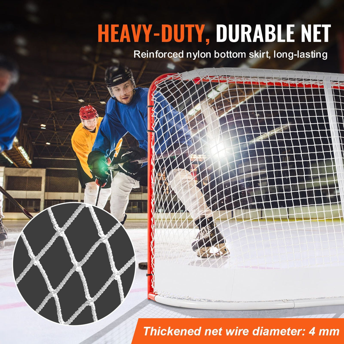Street Hockey Net, Indoor Outdoor Steel Hockey Goal, Official Regulation Pro Hockey Training Goal Set, Portable Hockey Goal with Net, Easy Assemble, 72" x 48", White/Red