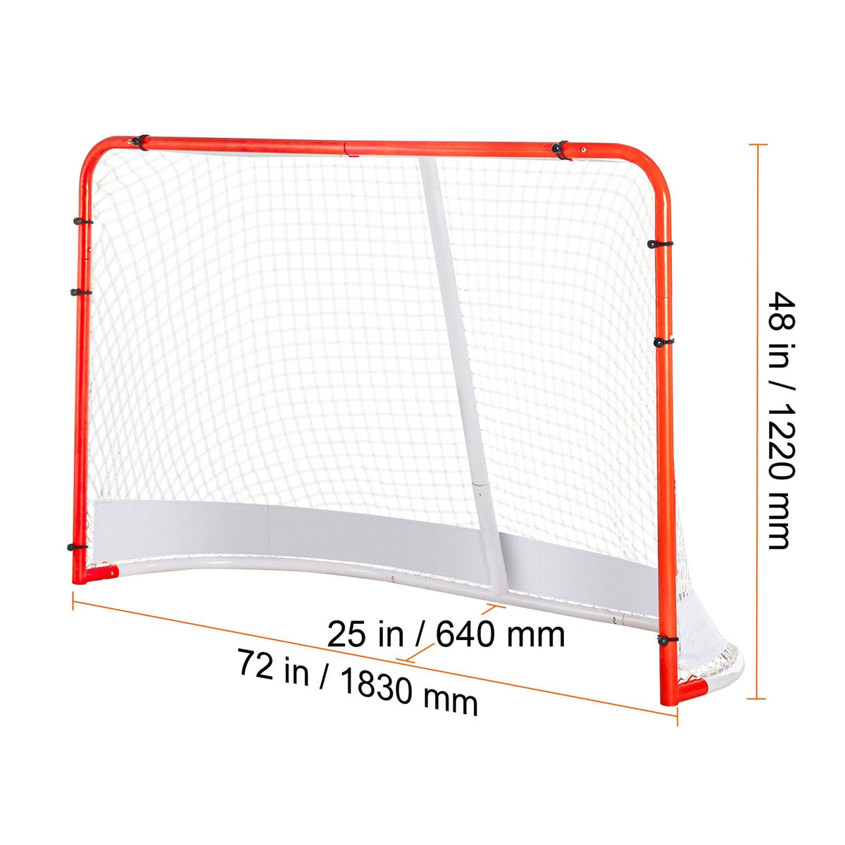 Street Hockey Net, Indoor Outdoor Steel Hockey Goal, Official Regulation Pro Hockey Training Goal Set, Portable Hockey Goal with Net, Easy Assemble, 72" x 48", White/Red