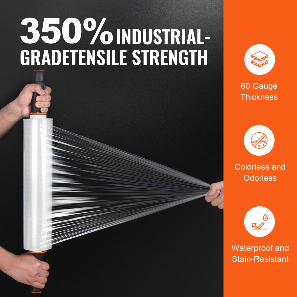 Stretch Film, 15 inches x 1000 feet, 3 Pack, 60 Gauge Industrial Strength Clear Durable Stretch Wrap Roll, Heavy Duty Shrink Film Stretch Wrap with Handles for Pallet Wrapping Shipping Moving