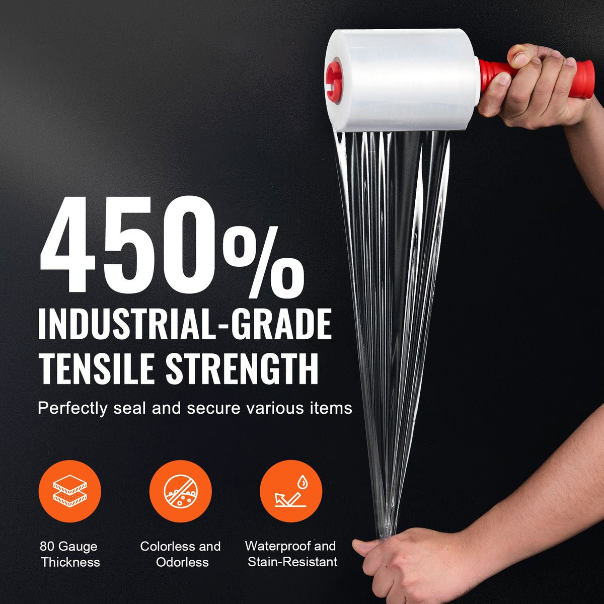 Stretch Film, 5 inches x 1000 feet, 4 Pack, 80 Gauge Industrial Strength Clear Durable Stretch Wrap Roll, Heavy Duty Shrink Film Stretch Wrap with Handles for Pallet Wrapping Shipping Moving