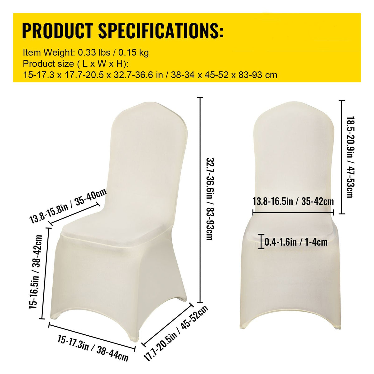 Stretch Spandex Folding Chair Covers, Universal Fitted Chair Cover, Removable Washable Protective Slipcovers, for Wedding, Holiday, Banquet, Party, Celebration, Dining (100PCS Beige)