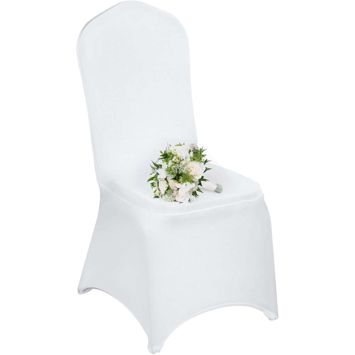 Stretch Spandex Folding Chair Covers, Universal Fitted Chair Cover, Removable Washable Protective Slipcovers, for Wedding, Holiday, Banquet, Party, Celebration, Dining (100PCS White)