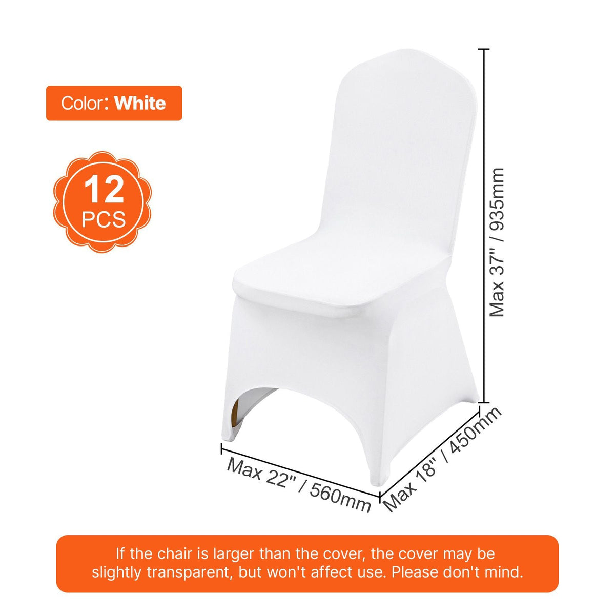 Stretch Spandex Folding Chair Covers, Universal Fitted Chair Cover, Removable Washable Protective Slipcovers, for Wedding, Holiday, Banquet, Party, Celebration, Dining (12PCS White)