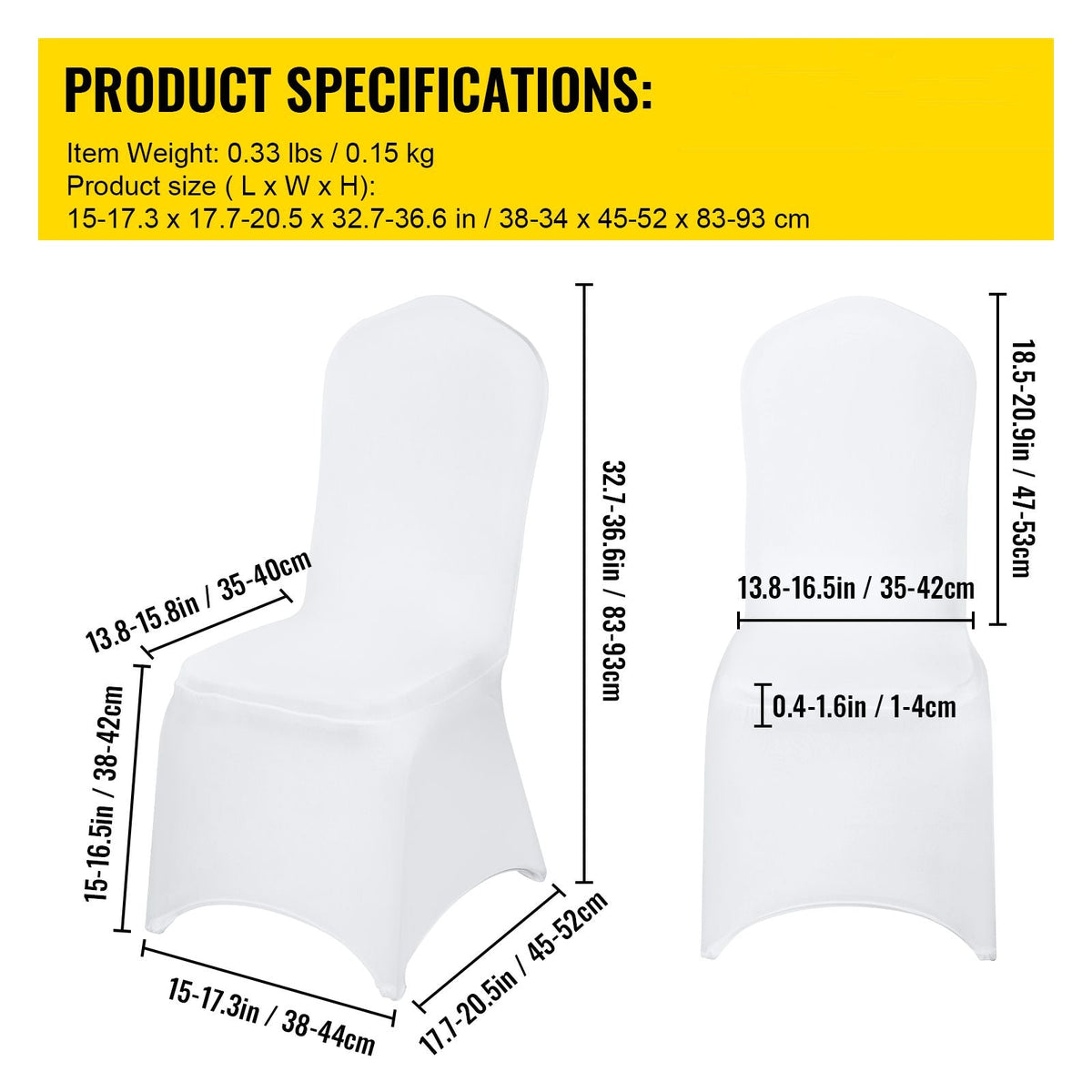 Stretch Spandex Folding Chair Covers, Universal Fitted Chair Cover, Removable Washable Protective Slipcovers, for Wedding, Holiday, Banquet, Party, Celebration, Dining (150PCS White)