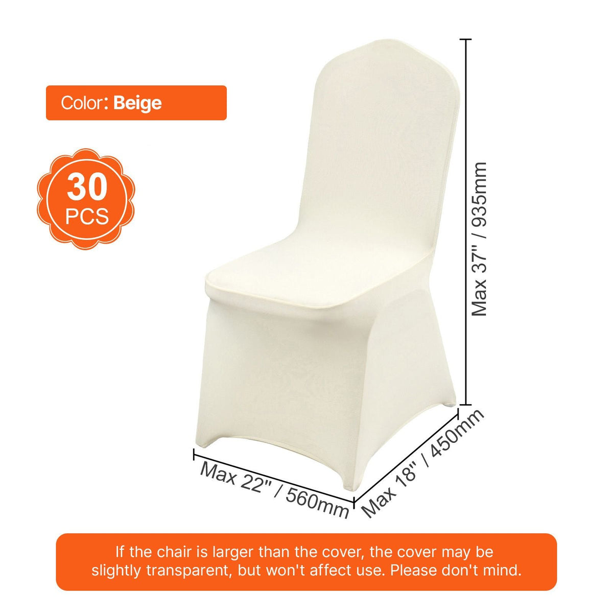 Stretch Spandex Folding Chair Covers, Universal Fitted Chair Cover, Removable Washable Protective Slipcovers, for Wedding, Holiday, Banquet, Party, Celebration, Dining (30PCS Beige)