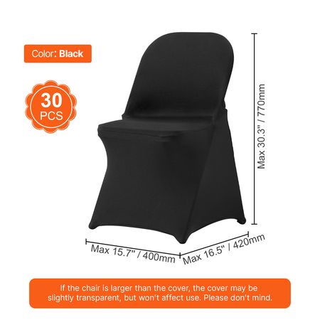 Stretch Spandex Folding Chair Covers, Universal Fitted Chair Cover, Removable Washable Protective Slipcovers, for Wedding, Holiday, Banquet, Party, Celebration, Dining (30PCS Black)