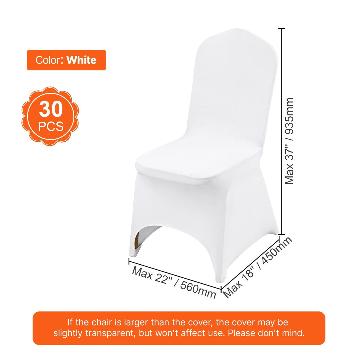 Stretch Spandex Folding Chair Covers, Universal Fitted Chair Cover, Removable Washable Protective Slipcovers, for Wedding, Holiday, Banquet, Party, Celebration, Dining (30PCS White)