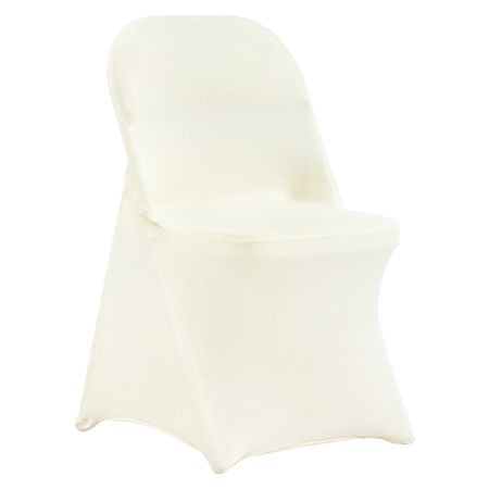Stretch Spandex Folding Chair Covers, Universal Fitted Chair Cover, Removable Washable Protective Slipcovers, for Wedding, Holiday, Banquet, Party, Celebration, Dining (50PCS Ivory White)
