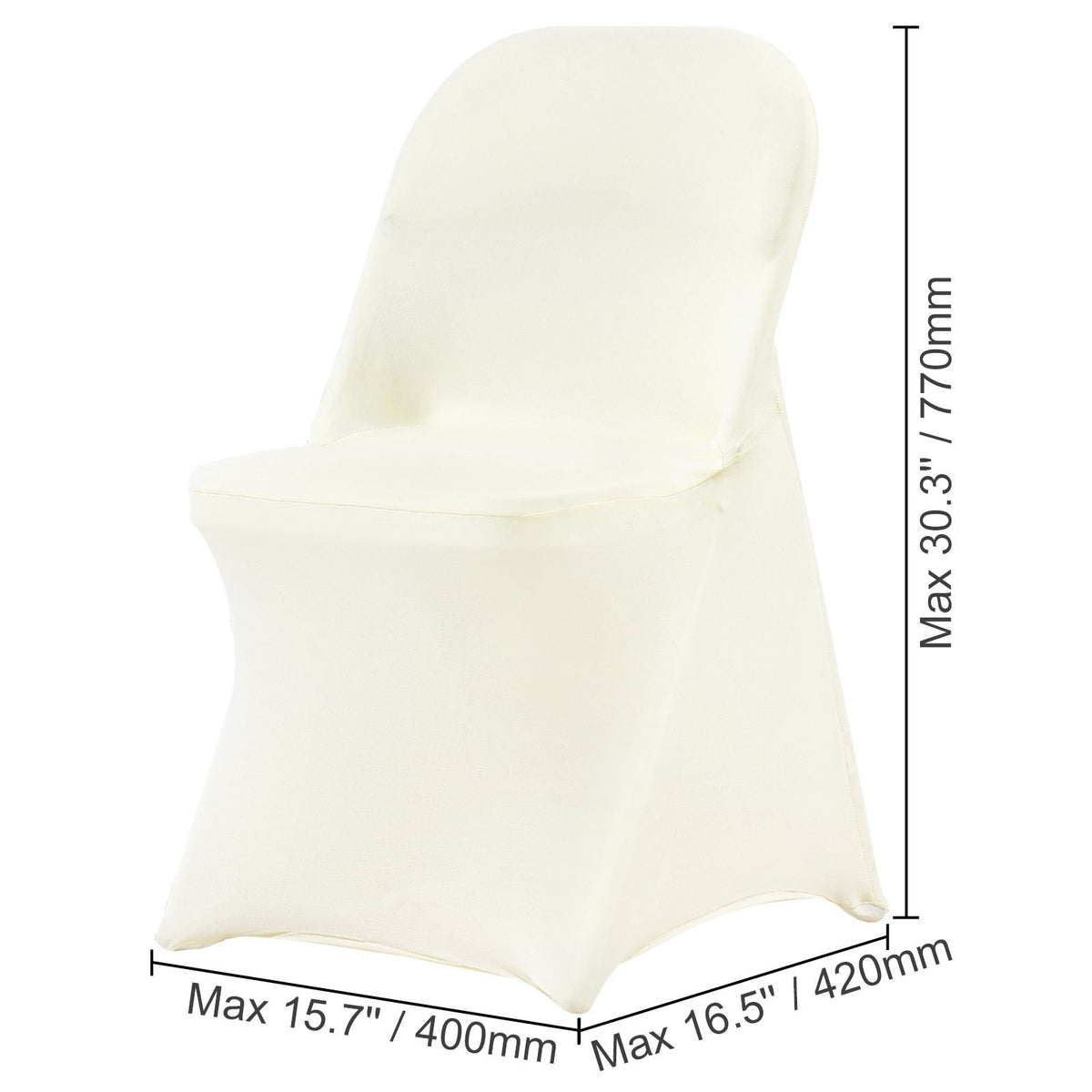 Stretch Spandex Folding Chair Covers, Universal Fitted Chair Cover, Removable Washable Protective Slipcovers, for Wedding, Holiday, Banquet, Party, Celebration, Dining (50PCS Ivory White)