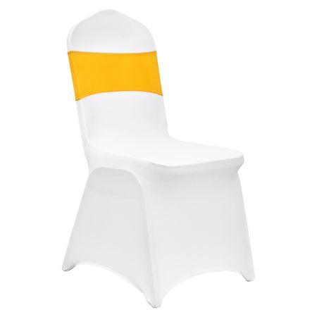 Stretch Spandex Folding Chair Covers, Universal Fitted Chair Cover with Chair Sashes, Removable Washable Protective Slipcovers, for Wedding, Holiday, Banquet, Party, Dining (30 Set Gold & White)