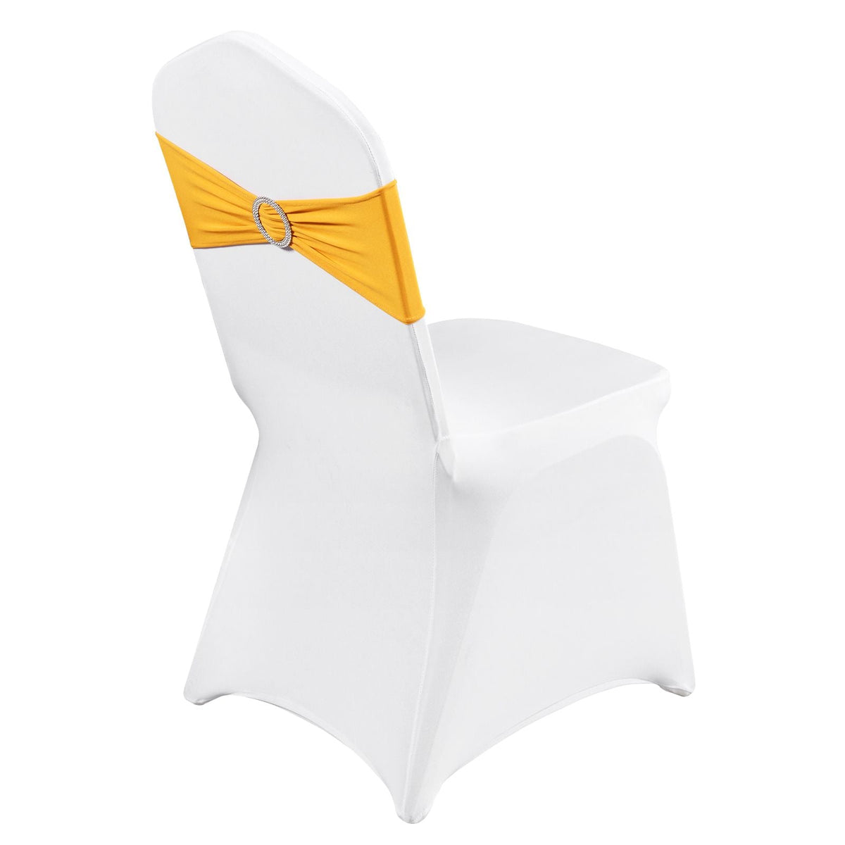 Stretch Spandex Folding Chair Covers, Universal Fitted Chair Cover with Chair Sashes, Removable Washable Protective Slipcovers, for Wedding, Holiday, Banquet, Party, Dining (30 Set Gold & White)