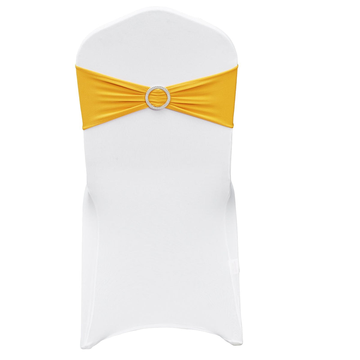 Stretch Spandex Folding Chair Covers, Universal Fitted Chair Cover with Chair Sashes, Removable Washable Protective Slipcovers, for Wedding, Holiday, Banquet, Party, Dining (50 Set Gold & White)
