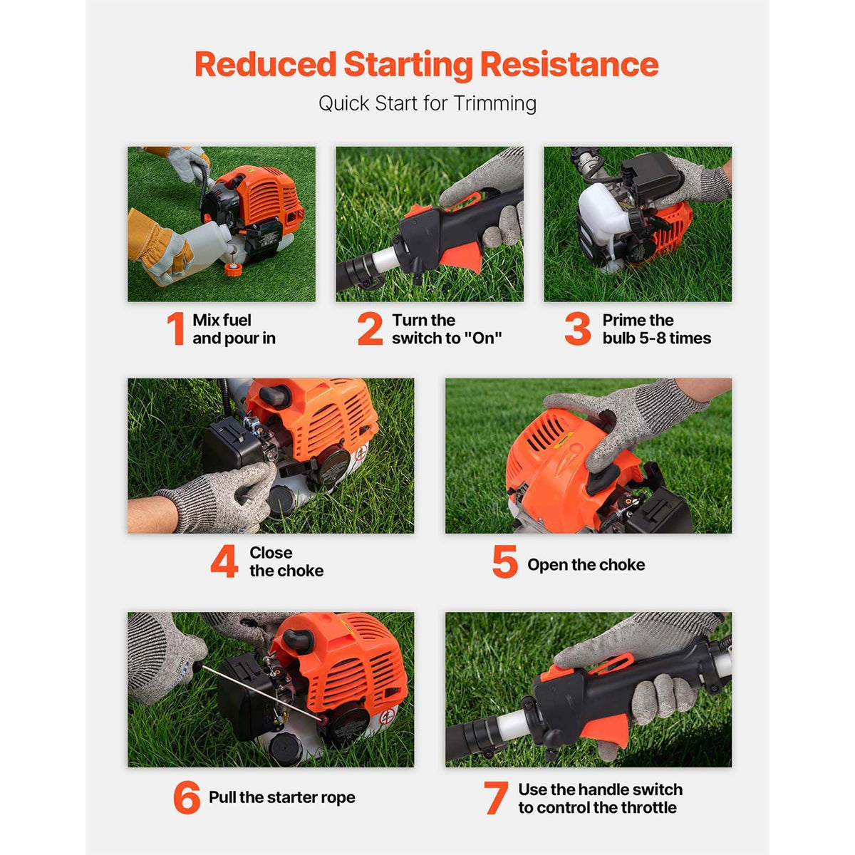 String Trimmer, 26cc 2 in 1 Weed Wacker Gas Powered, 17" Cordless Grass Trimmer with 10" Brush Cutter, Shoulder Strap & 3T Blade, 2-Stroke Heavy-Duty Gas Weed Wacker for Quick Grass Cleaning