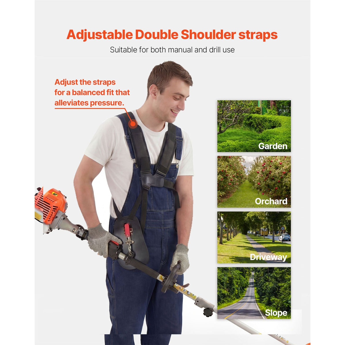 String Trimmer, 26cc 2 in 1 Weed Wacker Gas Powered, 17" Cordless Grass Trimmer with 10" Brush Cutter, Shoulder Strap & 3T Blade, 2-Stroke Heavy-Duty Gas Weed Wacker for Quick Grass Cleaning