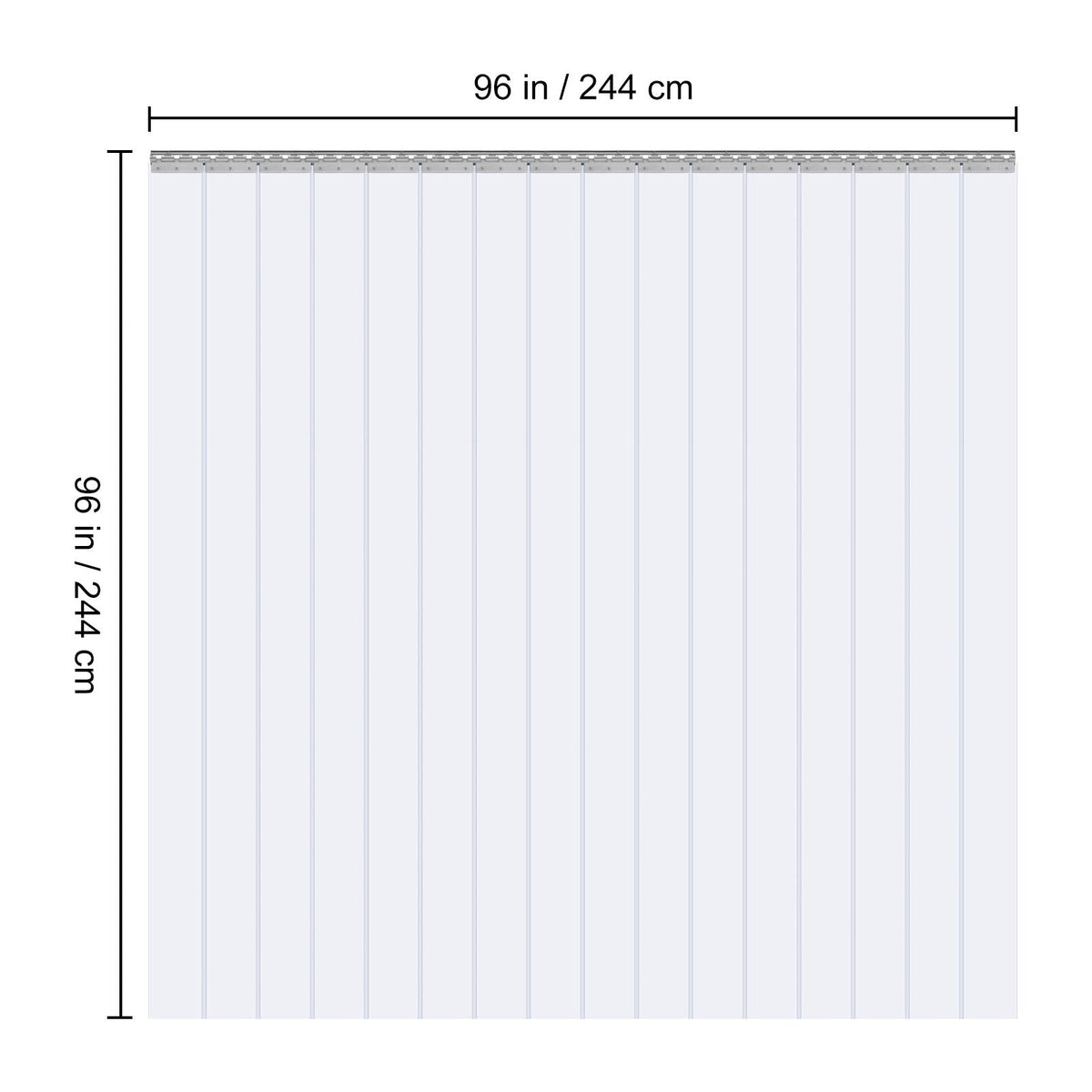 Strip Curtain 16PCS, 96" Height, 96" Width, 0.08" Thickness, Clear Smooth Plastic Door Strips with 50% Overlap, PVC Strip Door Curtain Freezer Curtain for Warehouses, Walk in Freezers, Coolers