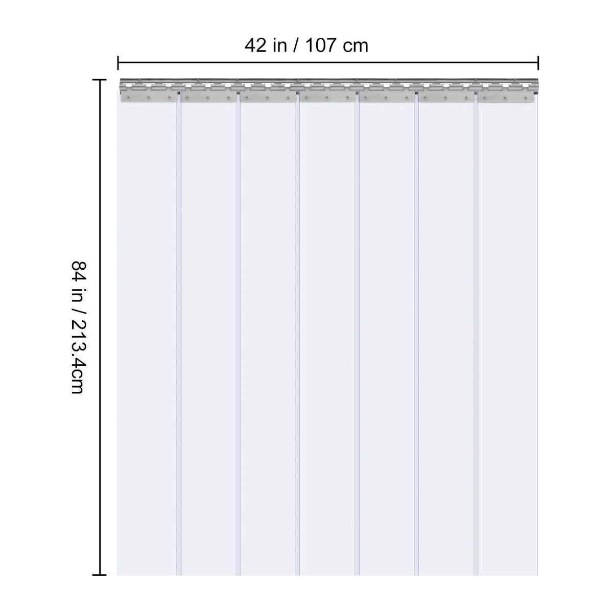 Strip Curtain, 84" Height x 42" Width, 0.08" Thickness, 7PCS Clear PVC Strip Door Curtain, Freezer Curtain, Plastic Door Strips for Walk in Freezers, Coolers & Warehouse Doors, with 50% Overlap