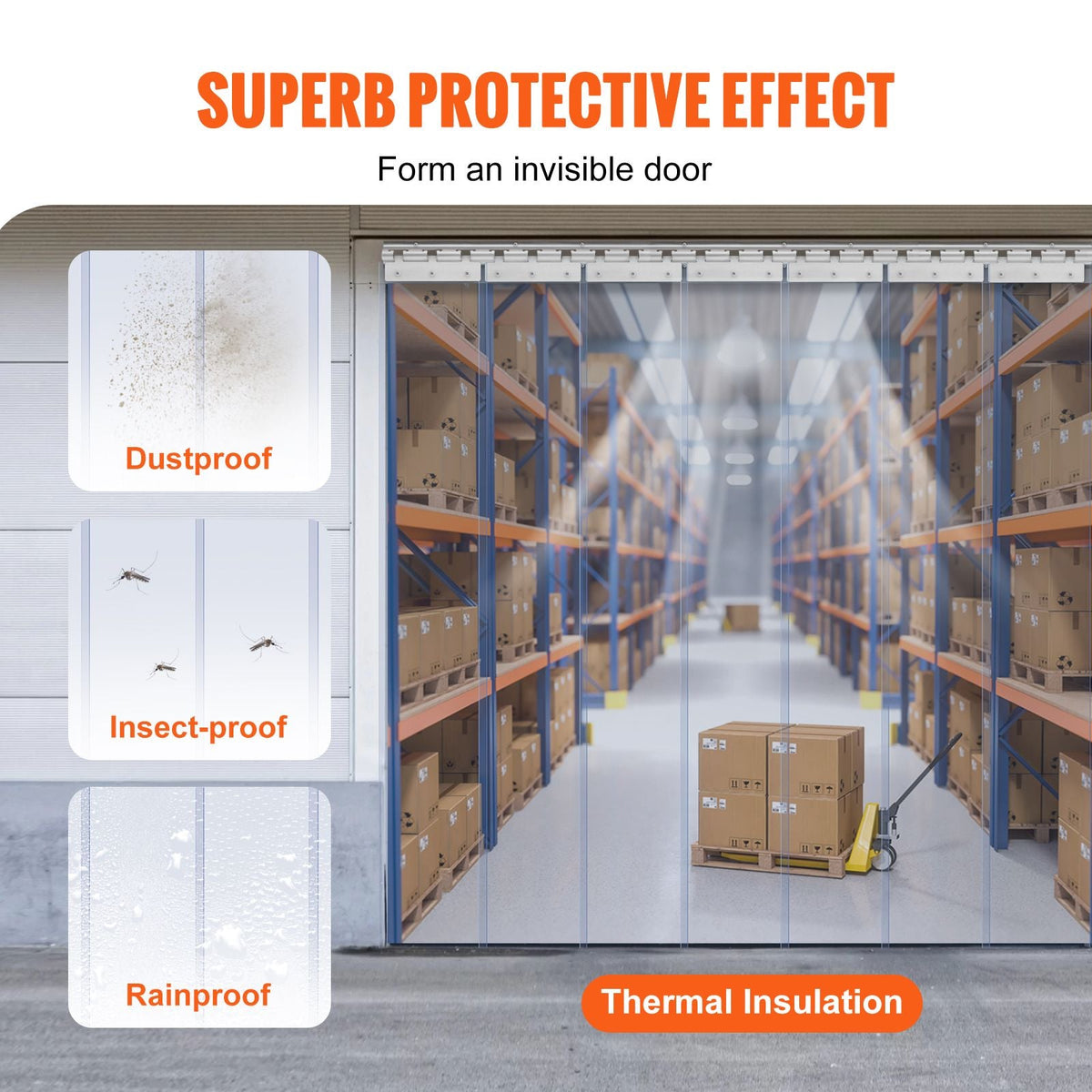 Strip Curtain, 84" Height x 42" Width, 0.08" Thickness, 7PCS Clear PVC Strip Door Curtain, Freezer Curtain, Plastic Door Strips for Walk in Freezers, Coolers & Warehouse Doors, with 50% Overlap