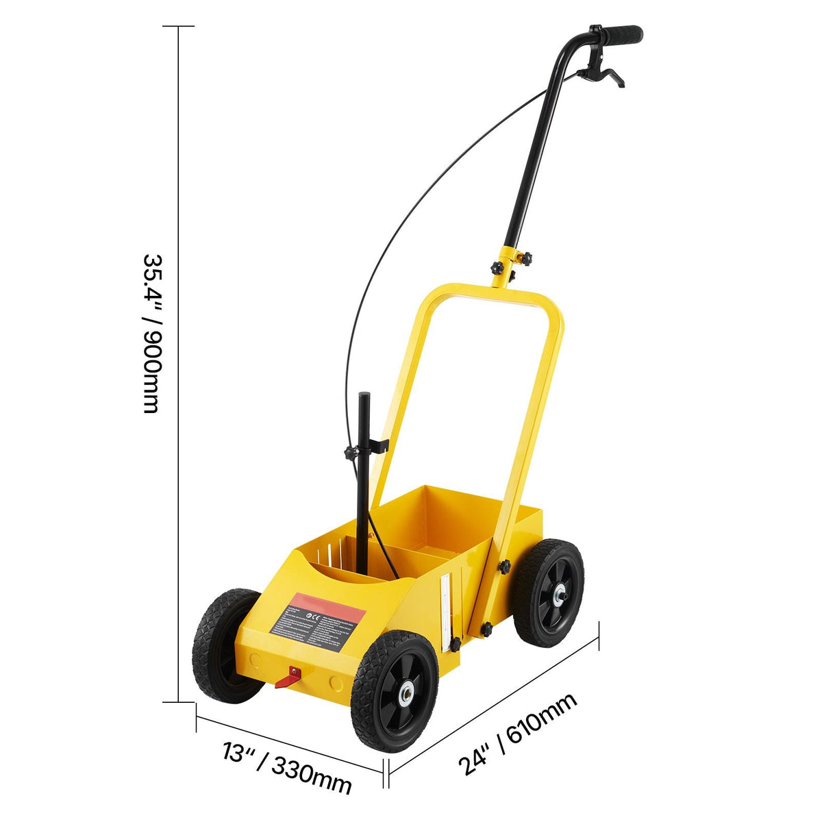 Striping Line Marking Machine, 24 x 13 x 35.4 inch, 4-Wheel, Heavy Duty Striping Line Machine with 2-4 inch Adjustable Width, Make Clear Edge Line for Roads, Parking Lots, Sports Field, Yellow