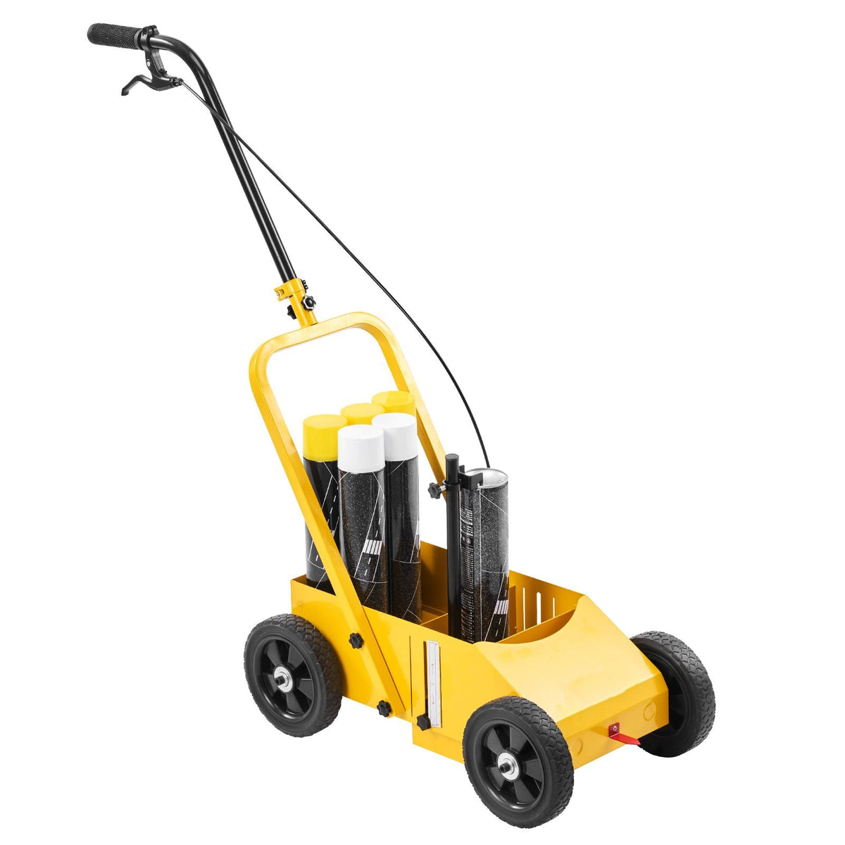 Striping Line Marking Machine, 24 x 13 x 35.4 inch, 4-Wheel, Heavy Duty Striping Line Machine with 2-4 inch Adjustable Width, Make Clear Edge Line for Roads, Parking Lots, Sports Field, Yellow