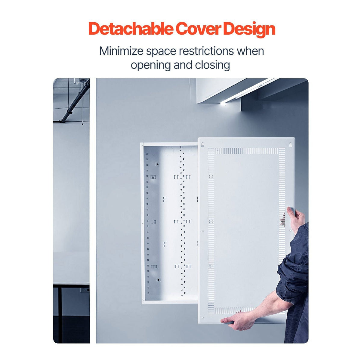 Structured Media Enclosure, 28-Inch, Recessed in-Wall Media Box with Cover, Wall-Mount Cable Management Box Kit, Structured Wiring Multi-Media Cabinet, Cold-Rolled Steel, for TV Home Theater