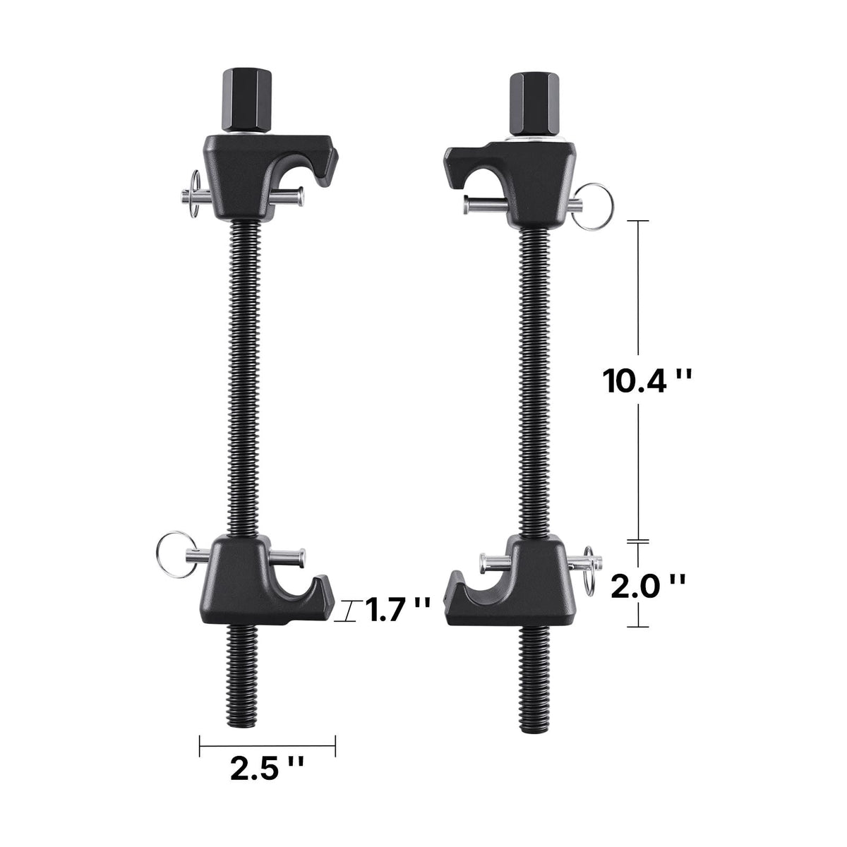 Strut Spring Compressor, 2 Pack, Heavy Duty Coil Spring Compressor Tool with 10.4 Inches(256 mm) Range, Compatible with 0.86 inches(22 mm) Hex Sockets, Fit for Car Truck Motorcycle, Black