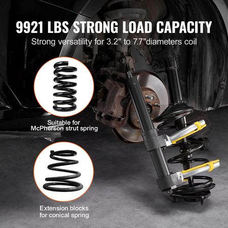Strut Spring Compressor Set, Macpherson Strut Spring Compressor Kit, Interchangeable Fork Strut Coil Extractor Remover Tool, with Yellow Protective Sleeve and Carrying Case