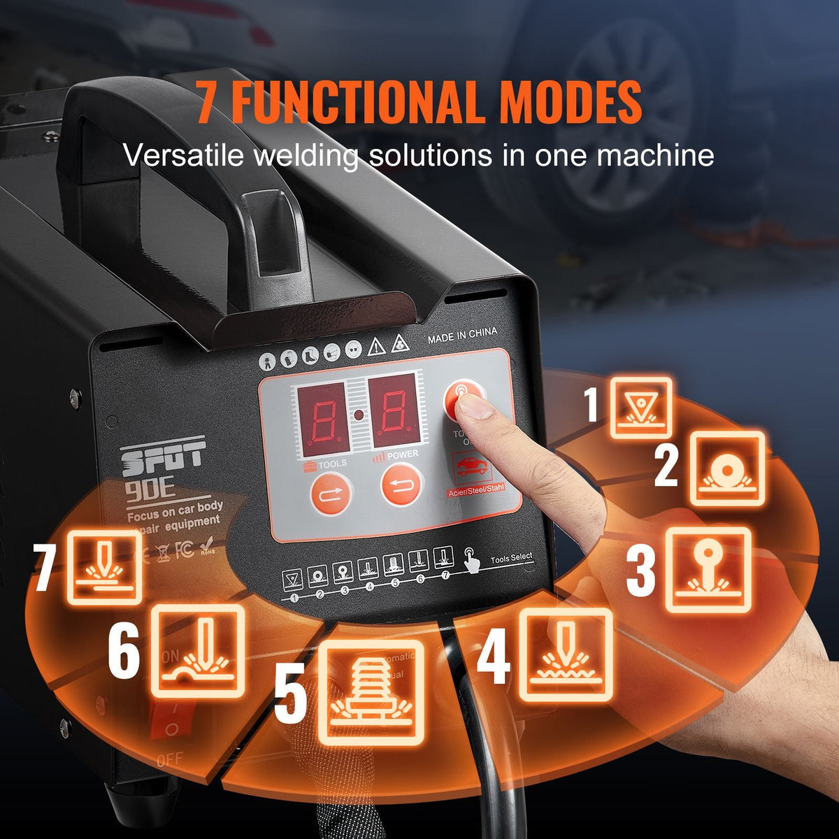 Stud Welder Dent Repair Kit, 220V 3KW Spot Welder Dent Puller with Auto/Manual Welding & 7 Versatile Modes, Auto Body Spot Welding Dent Puller Machine for Car, Truck Dent Repair