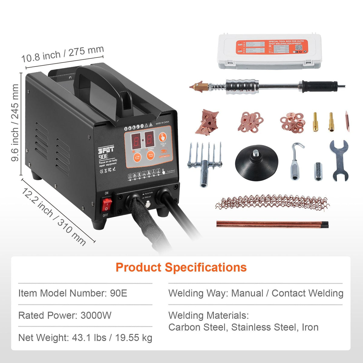 Stud Welder Dent Repair Kit, 220V 3KW Spot Welder Dent Puller with Auto/Manual Welding & 7 Versatile Modes, Auto Body Spot Welding Dent Puller Machine for Car, Truck Dent Repair